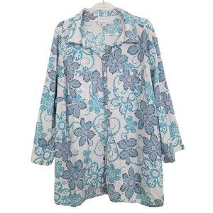 Croft & Barrow Floral Shirt Cotton Lightweight Button Front Womens Plus Size 2X